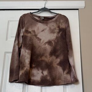 Sew In Love Brown Tie-Dye Long Sleeve Tee